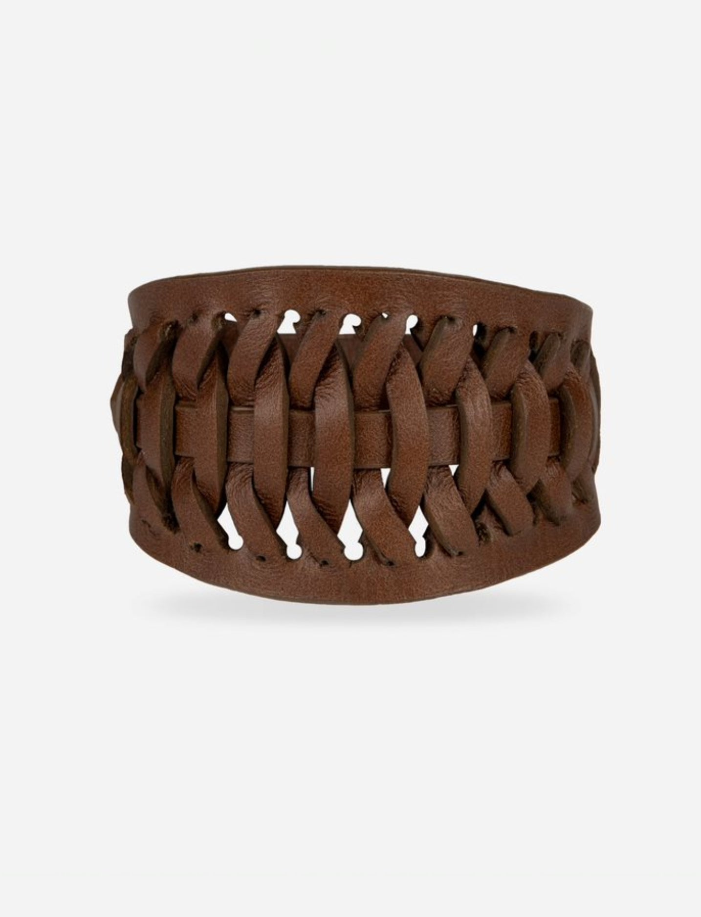 Tan/Brown braided upcycled leather adjustable bracelet