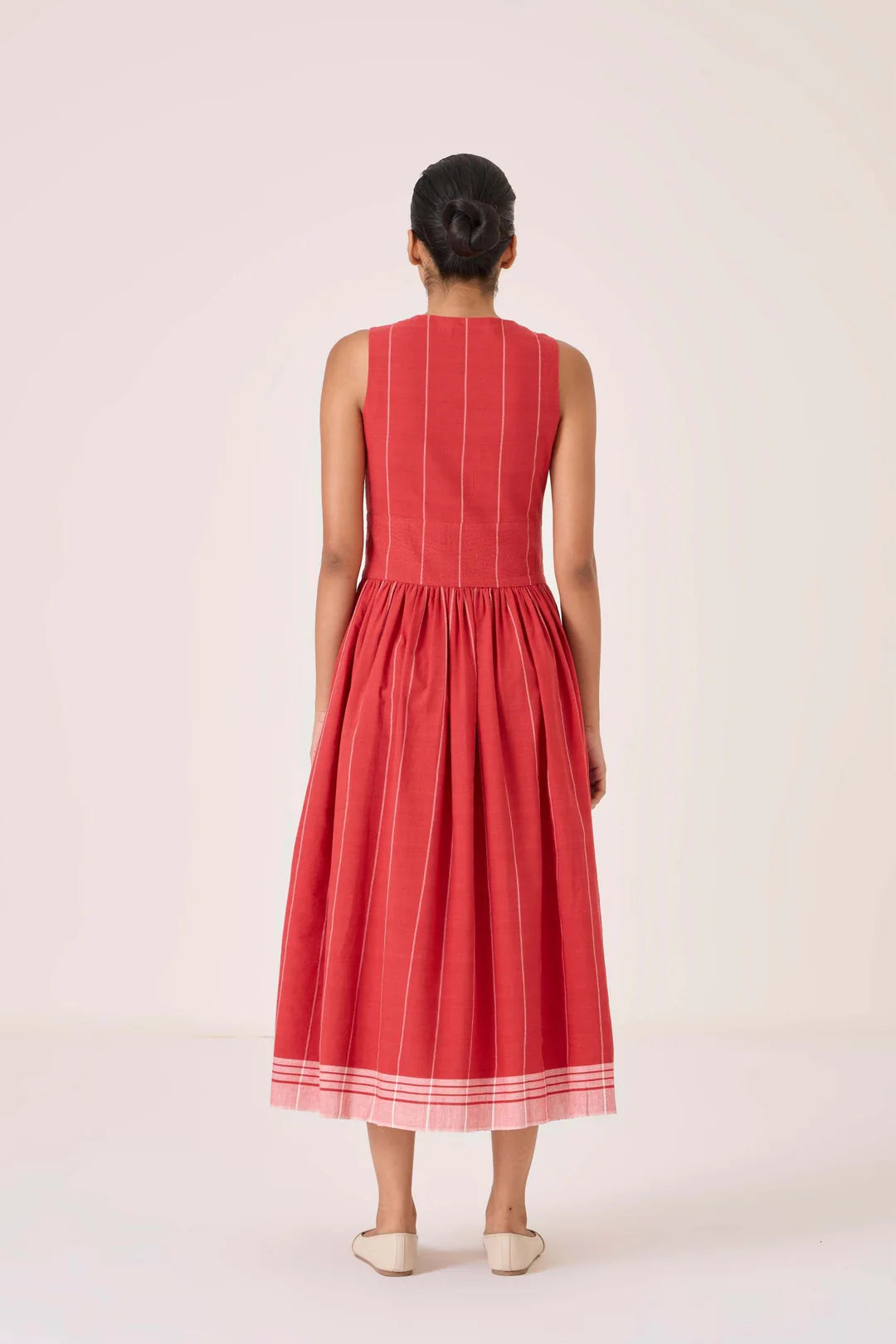 Ishara Handwoven Red Striped Dress