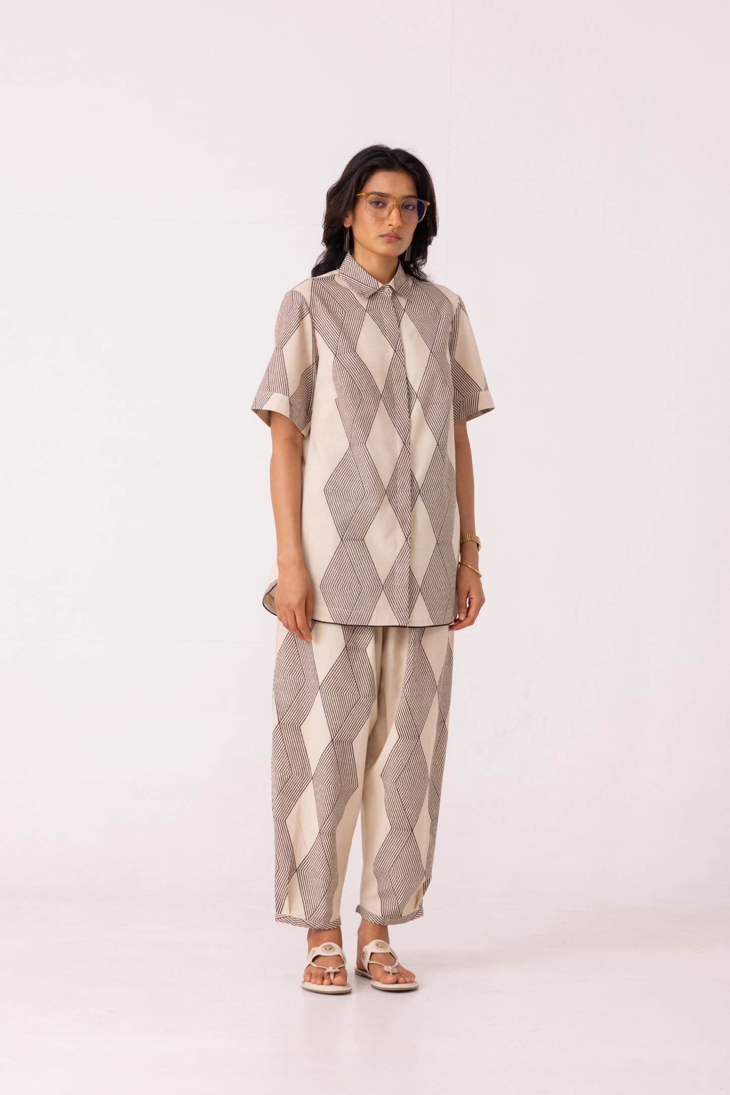 Sonja Hand Printed Barrel Pants