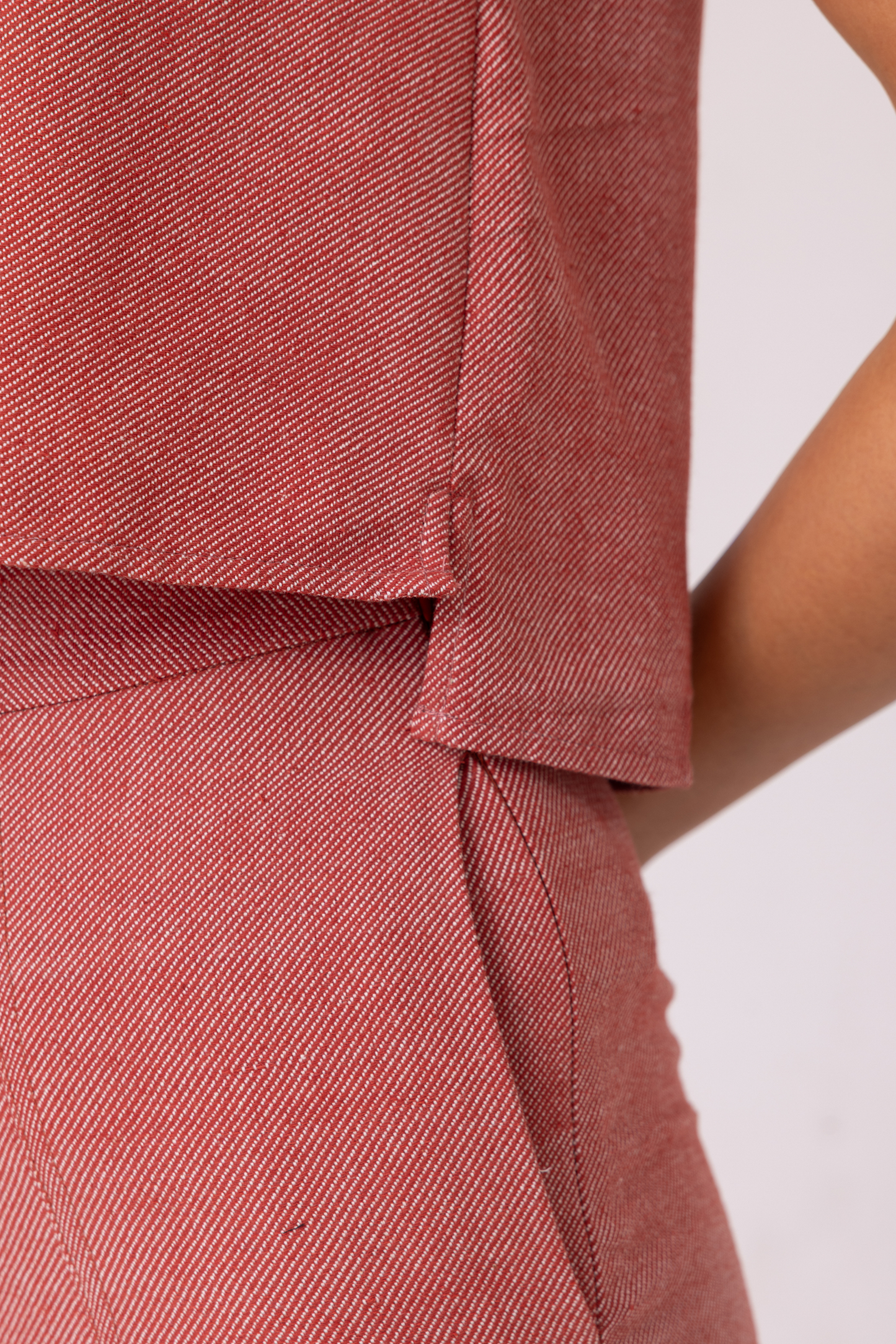 Kifli Red Handwoven Denim Top