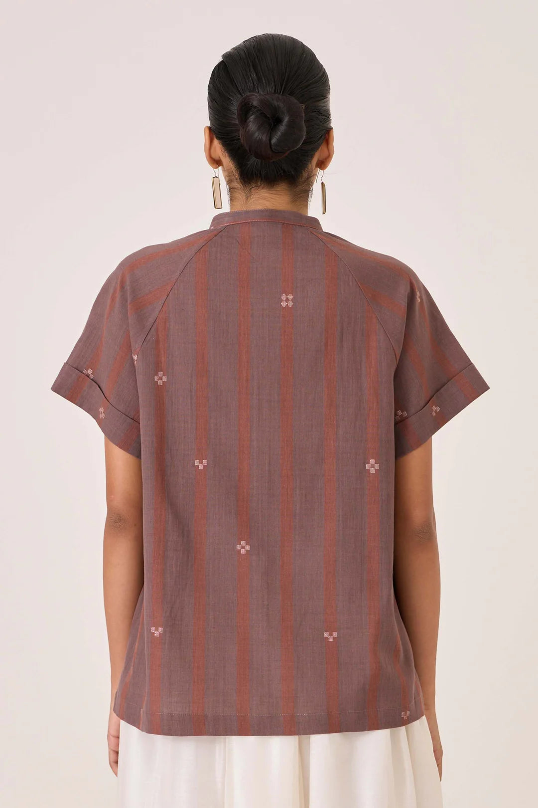 Heen Handwoven Brown Striped Top