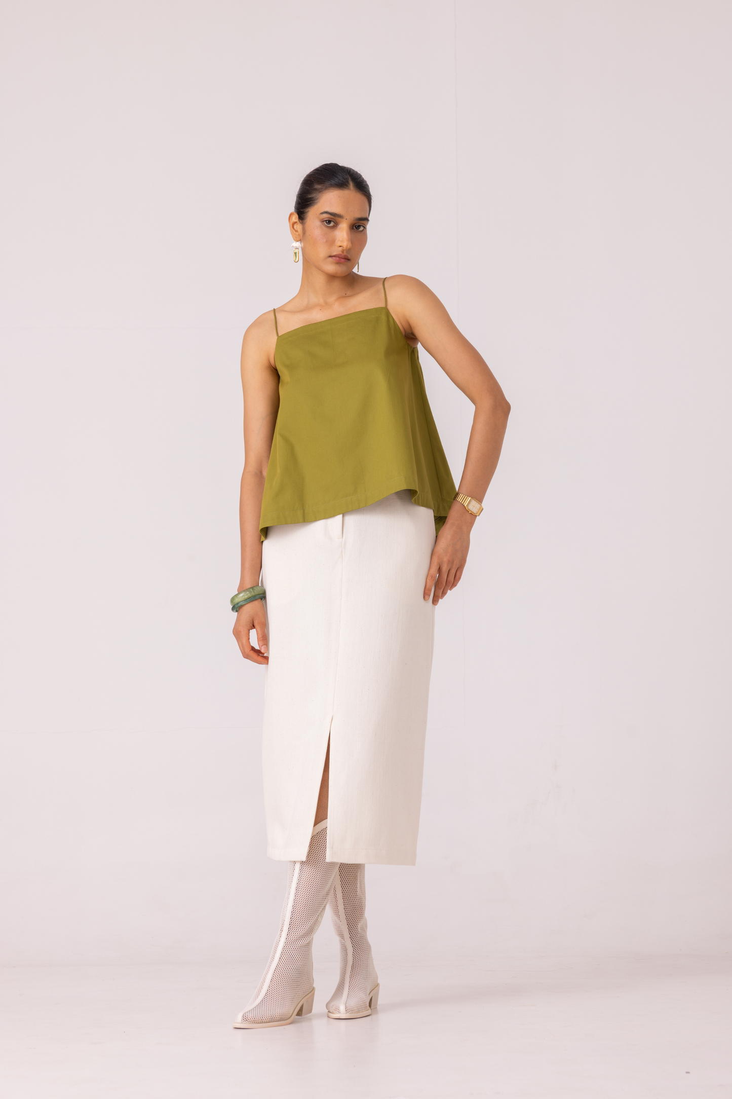 Roxanne Off White Handwoven Denim Skirt
