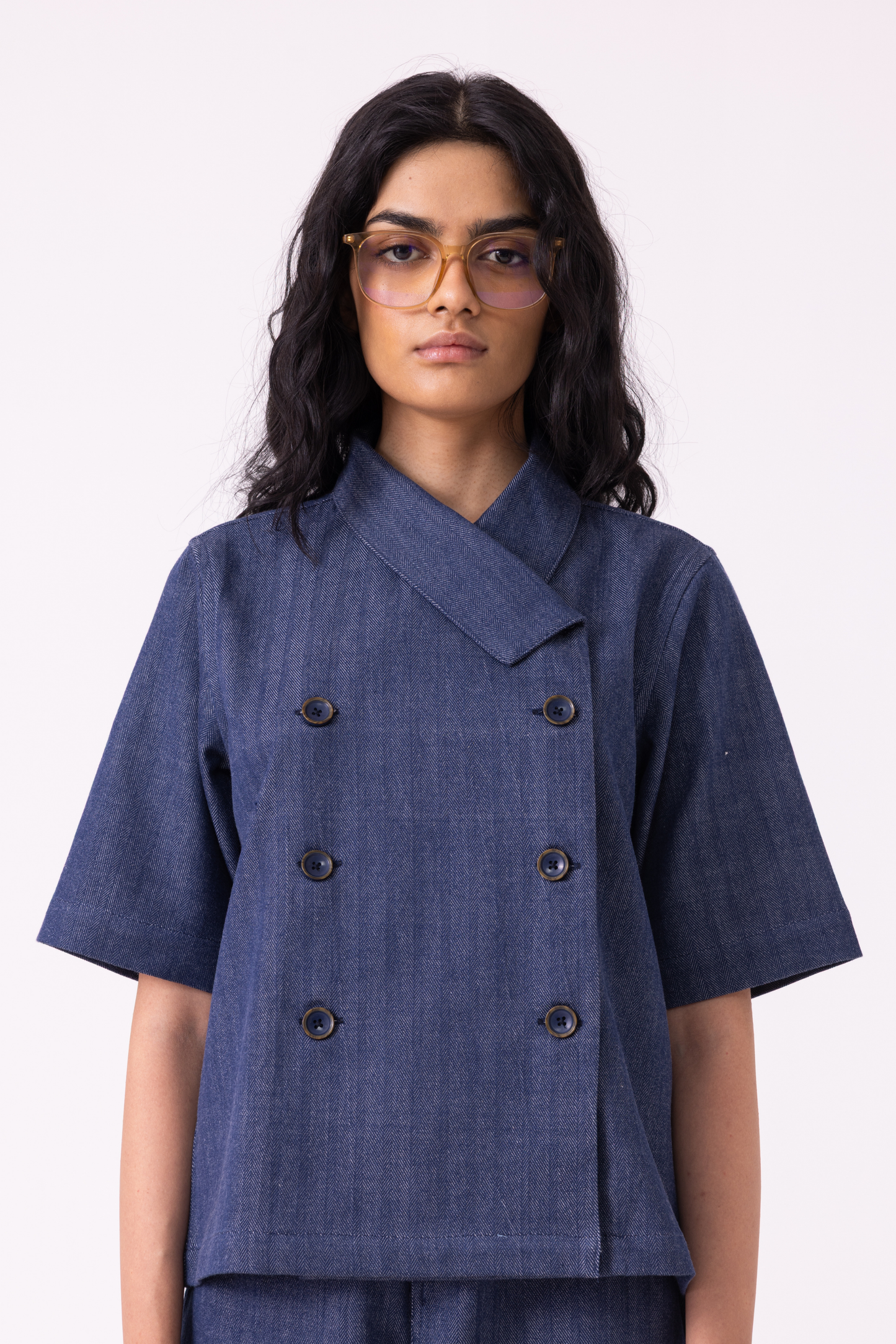Becky Blue Handwoven Denim top