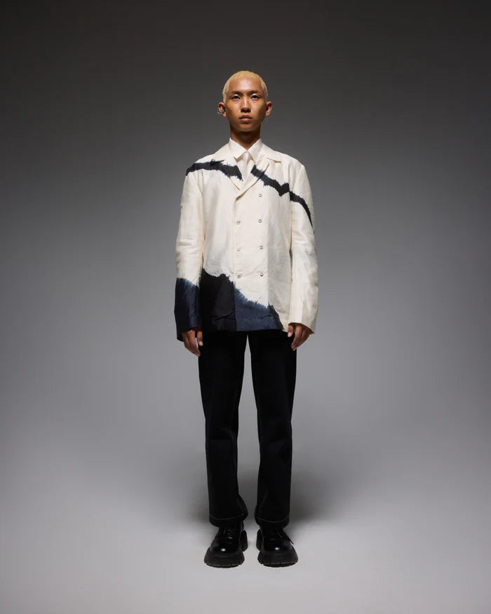 DOUBLE BREASTED TIE DYE BUTTON DOWN SHIRT