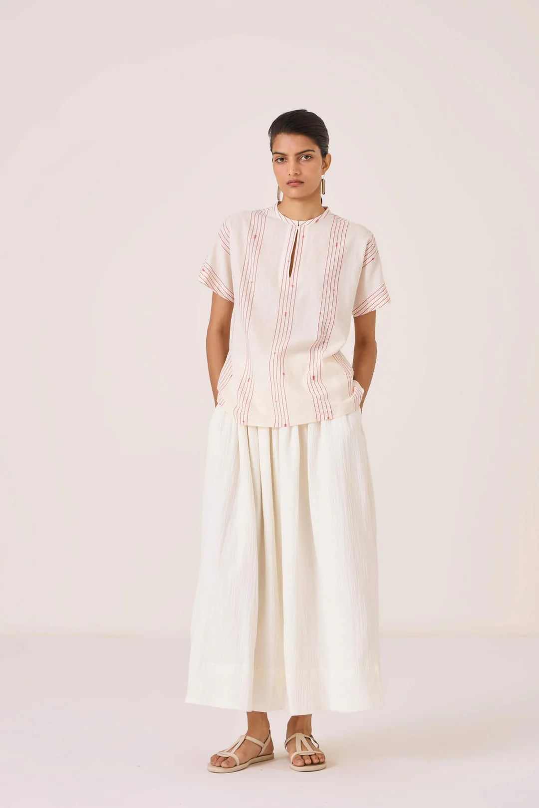 Asheni Red Striped Handwoven Top