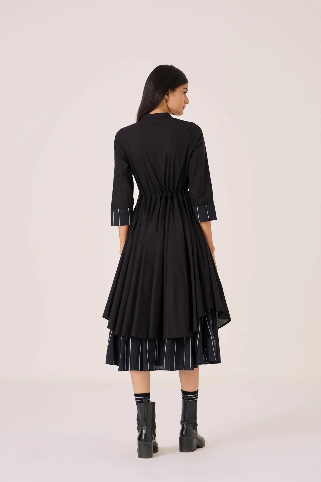 Hulas Black Handwoven Layered Dress