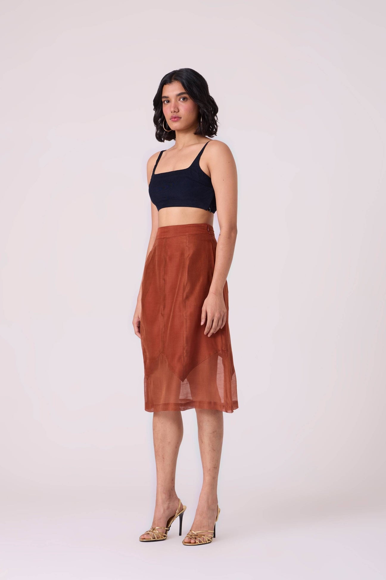 Nadya Copper Handwoven Panelled Dress