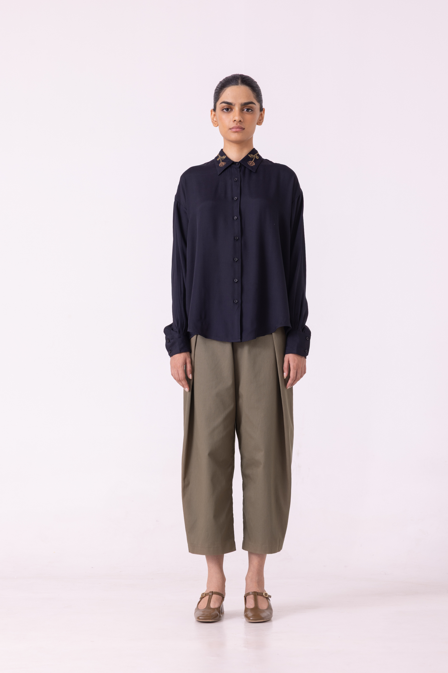 Elinor Olive Barrel Pants