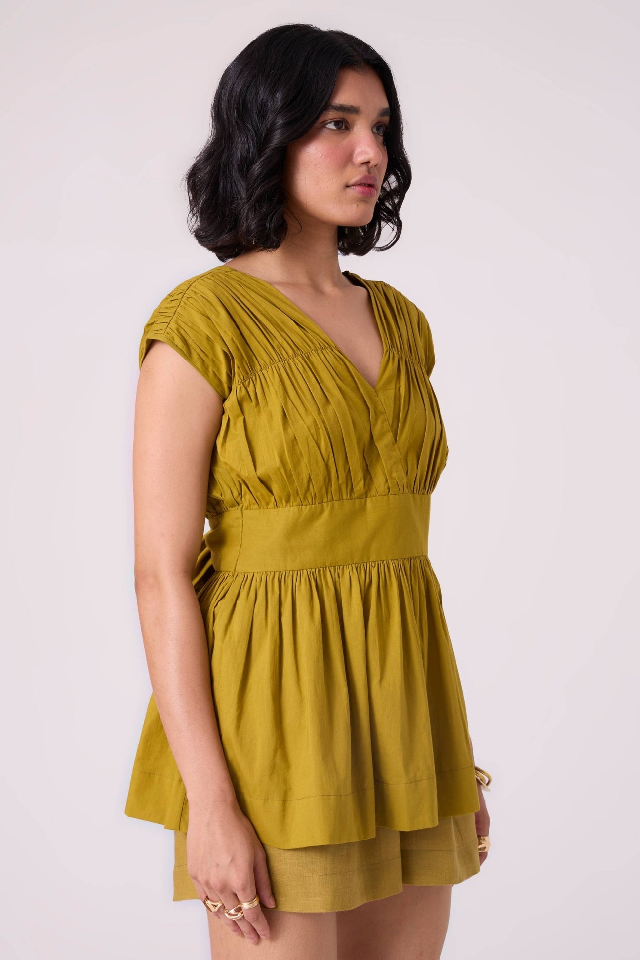 Roman Green Ruched Top