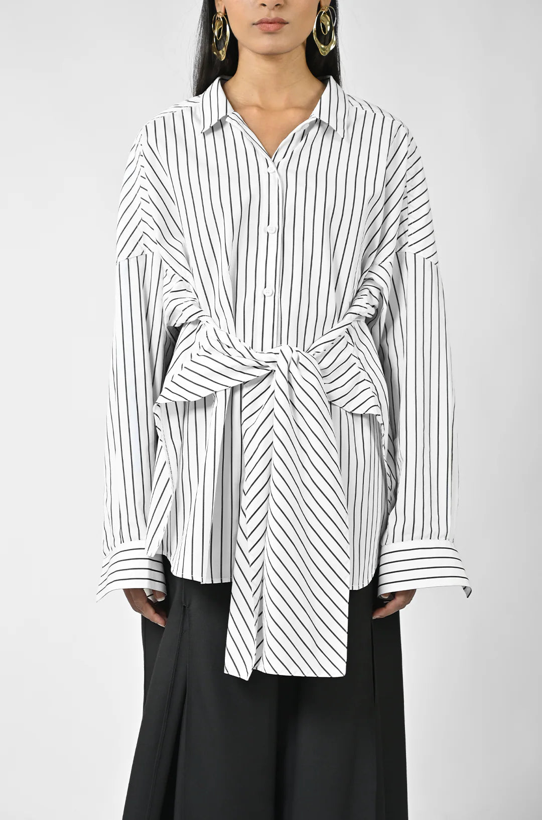 Three Way Pinstriped Shirt - Black and White