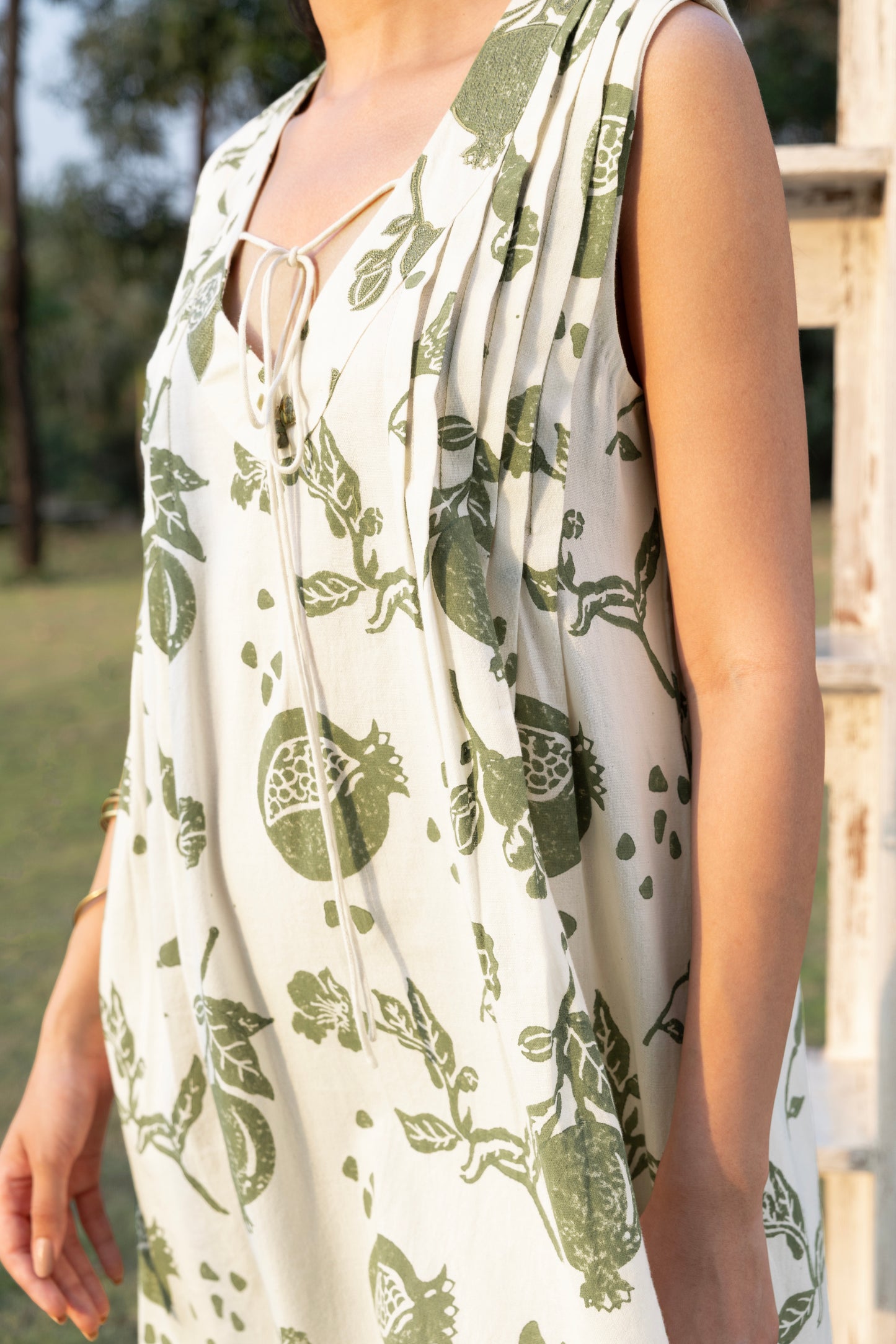 Front Pleated A-Line Short Dress
