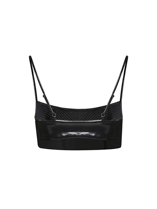 Vegan leather drape bralette