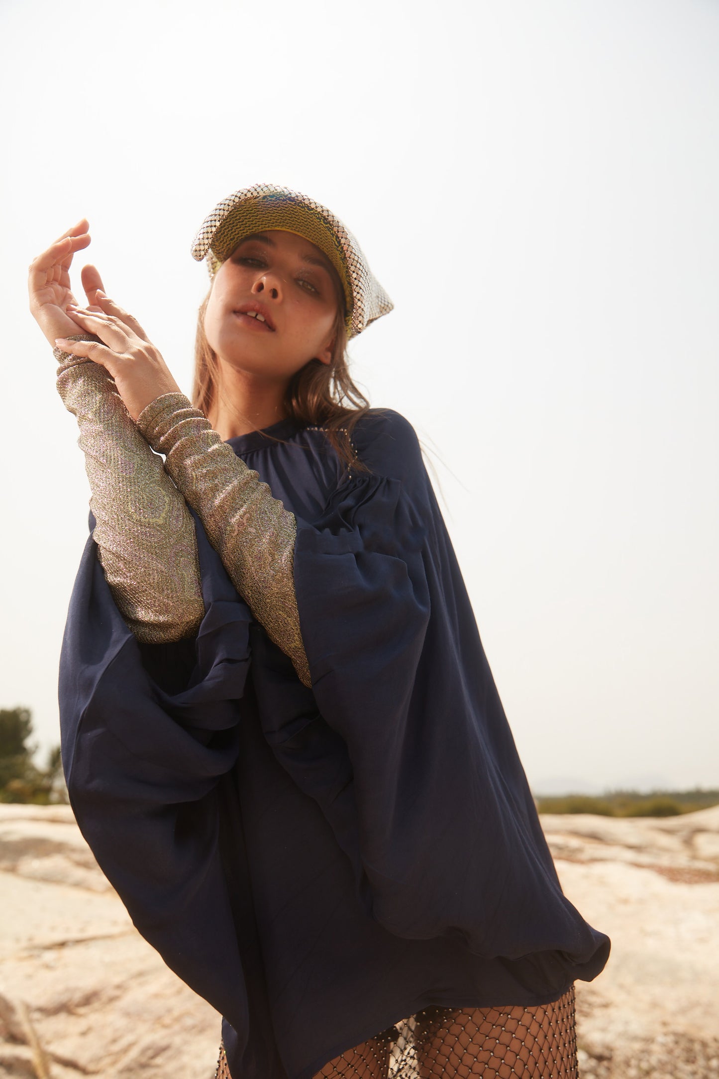 Butterfly Top with Metallic Sleeves
