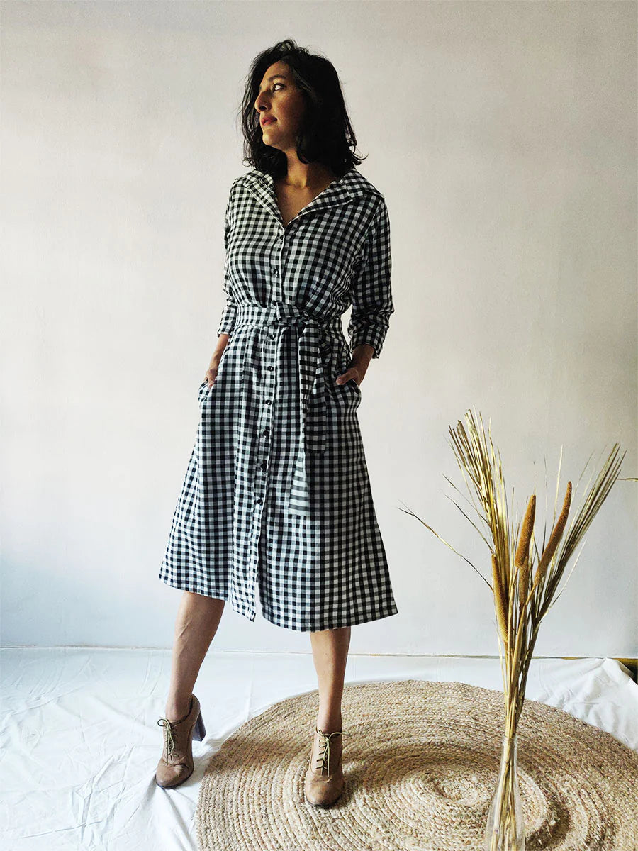 Checkered Shirt Dress