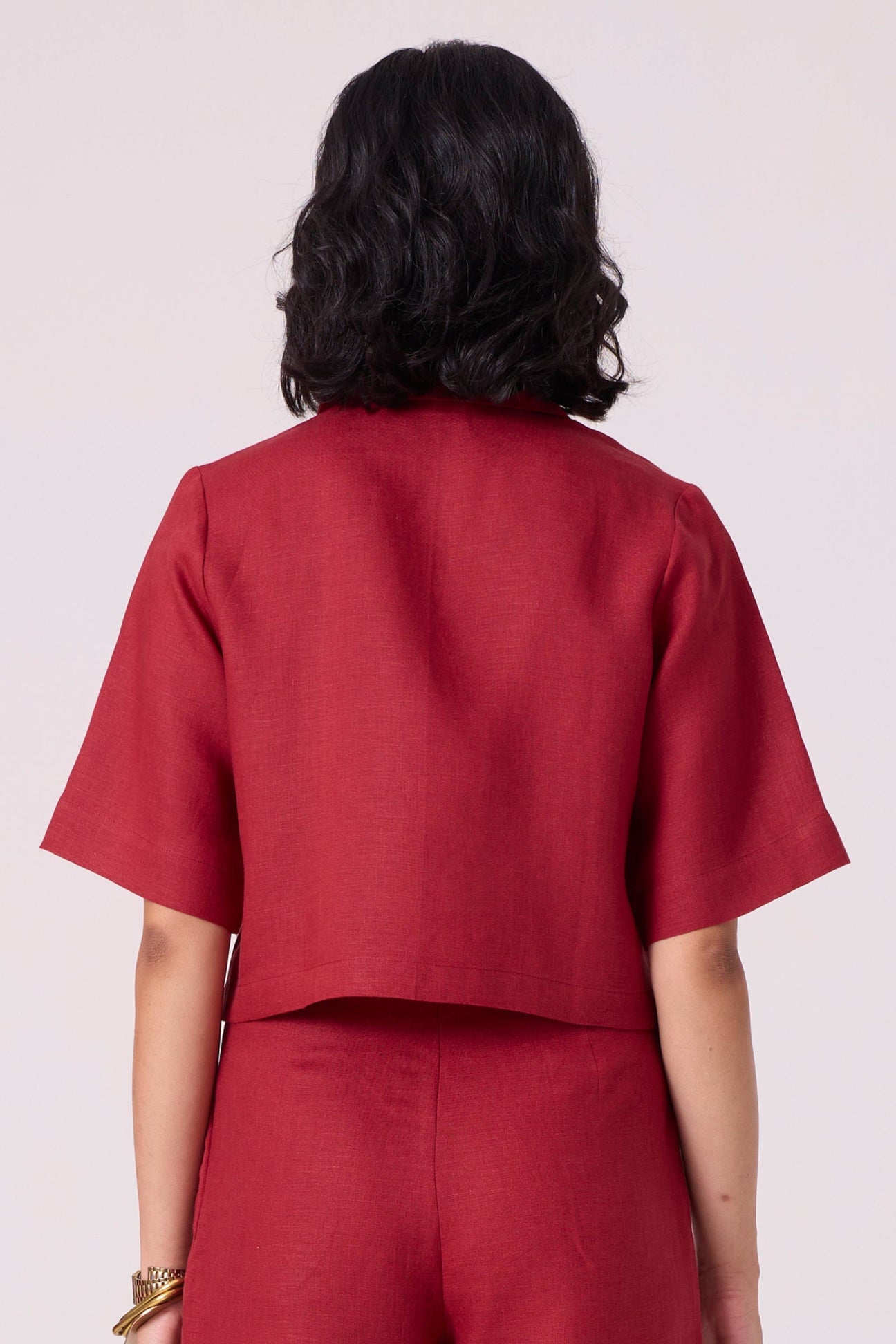 Clyde Red Linen Cropped Shirt