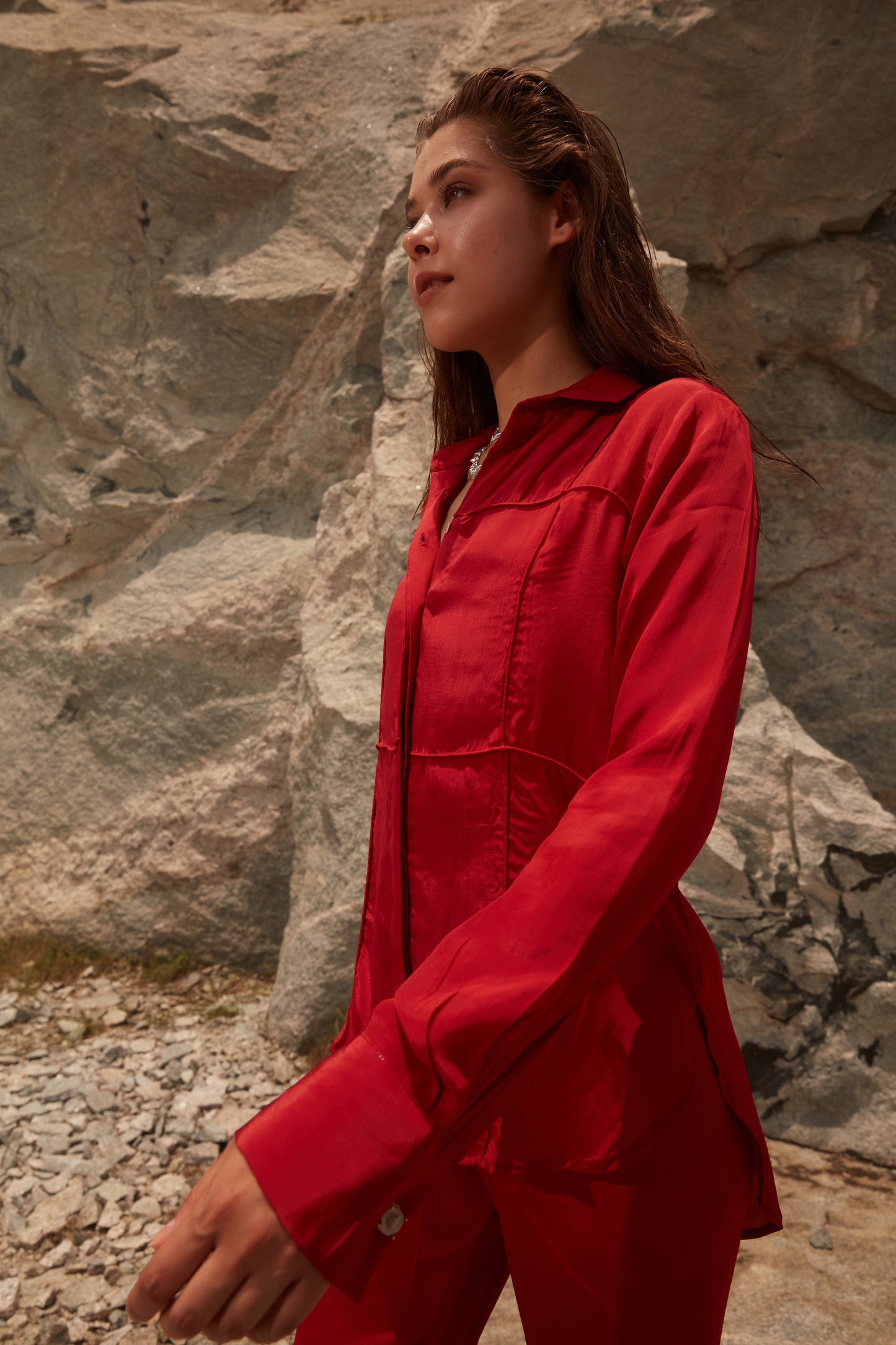 KESSHO Cord Set - Pants (Crimson Red)