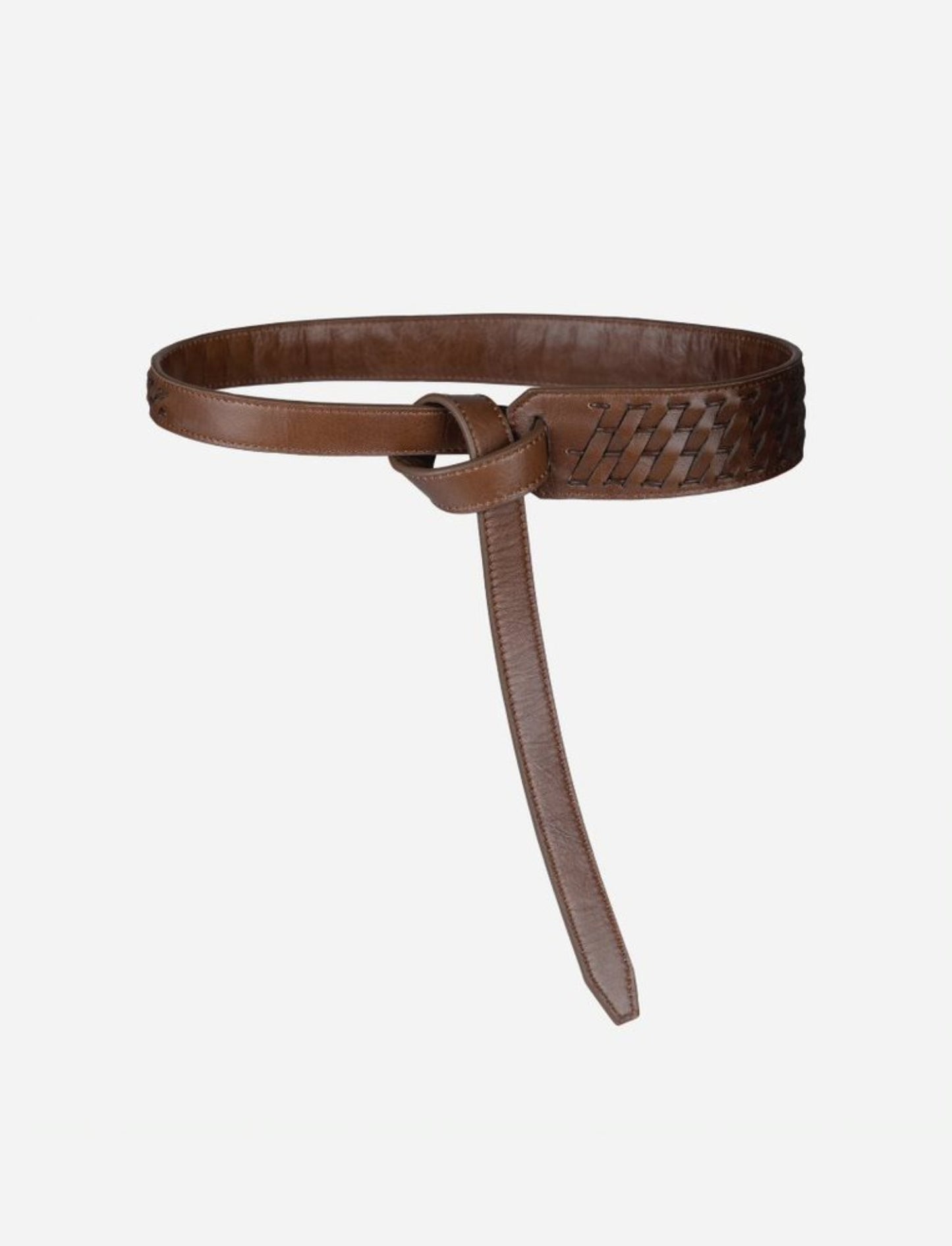 Braided upcycled leather black women waistbelt.