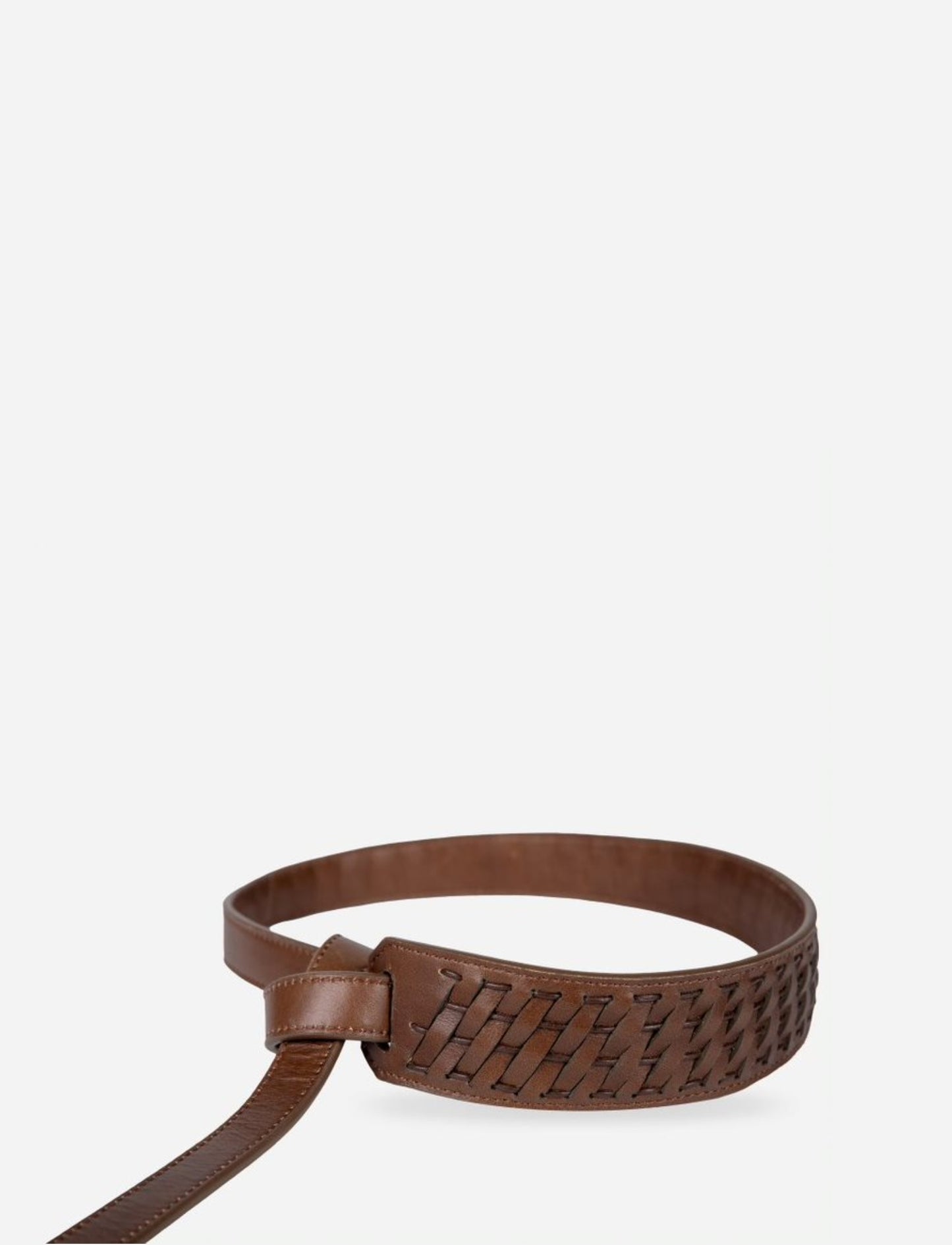 Braided upcycled leather black women waistbelt.