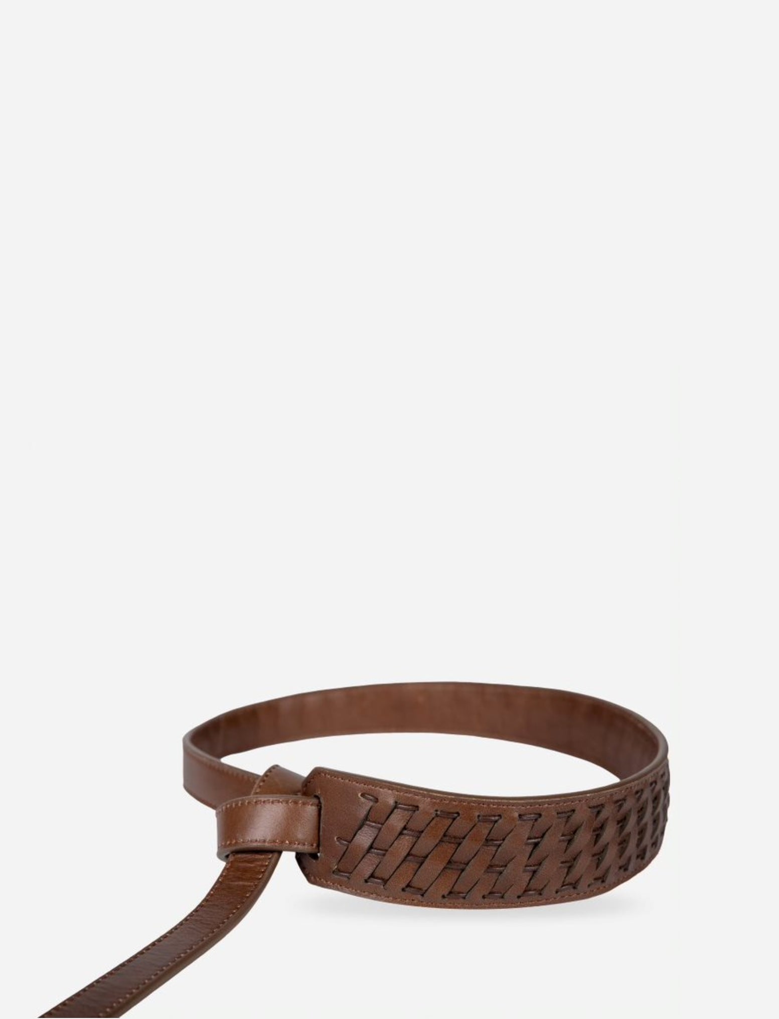 Braided upcycled leather black women waistbelt.