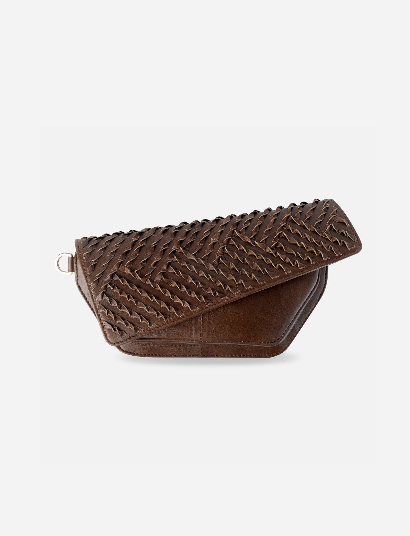 Brown braided unisex adjustable fanny pack.