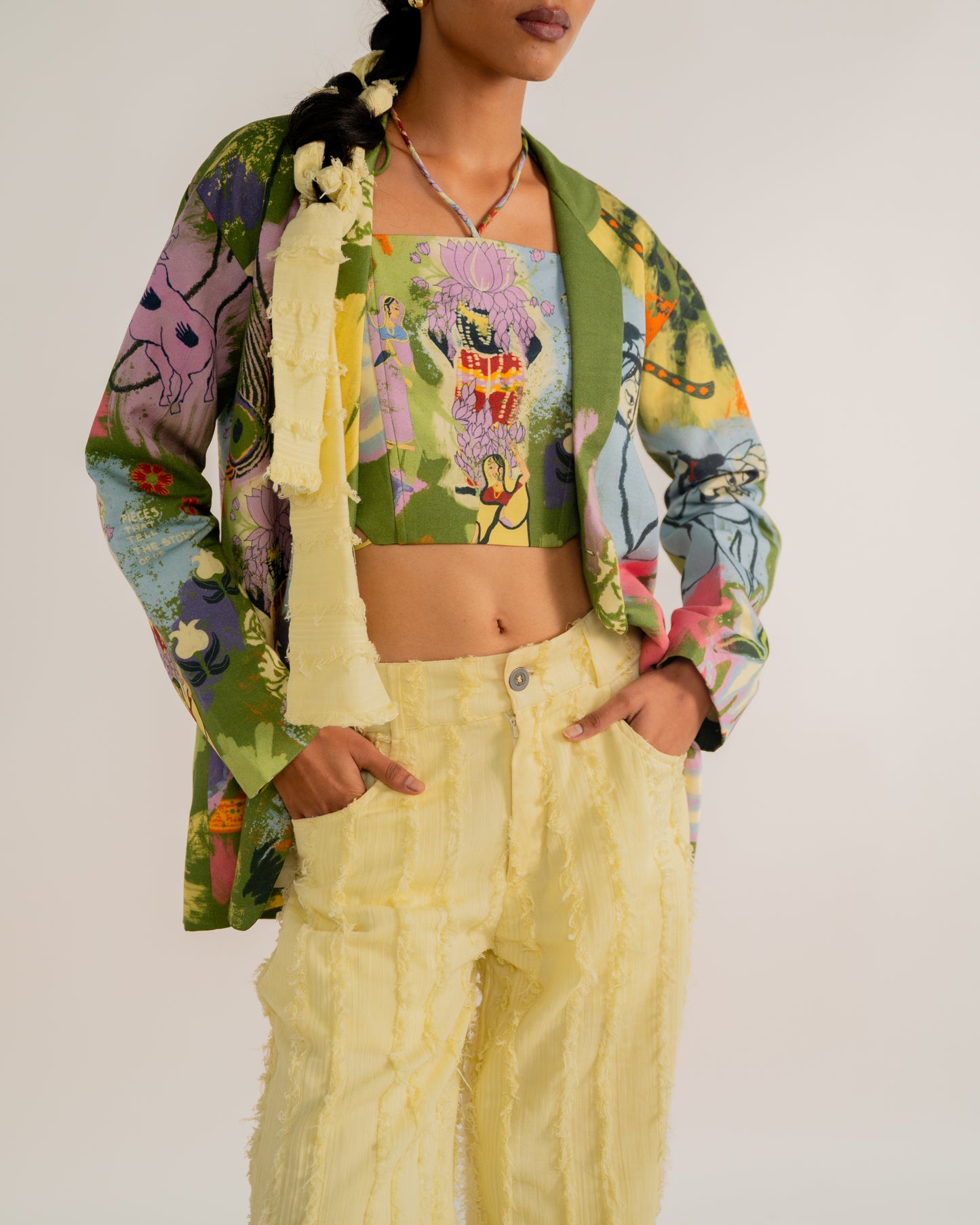 sustainable fabric, artisanal clothes, one of a kind clothes, colourful.