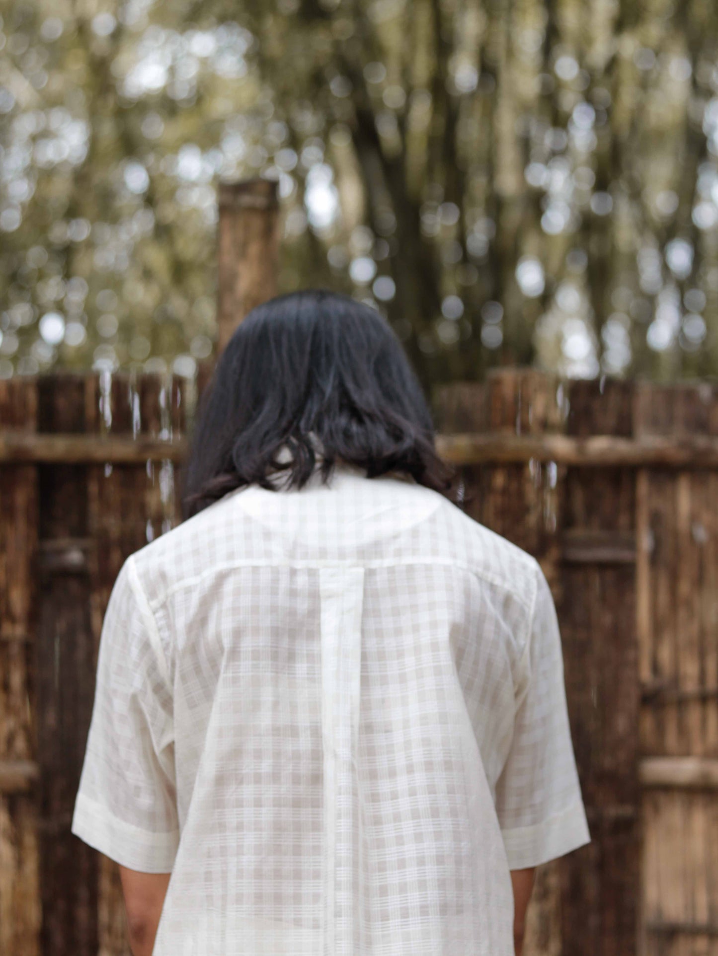 Checkered Easy shirt with solid flap patch pocket