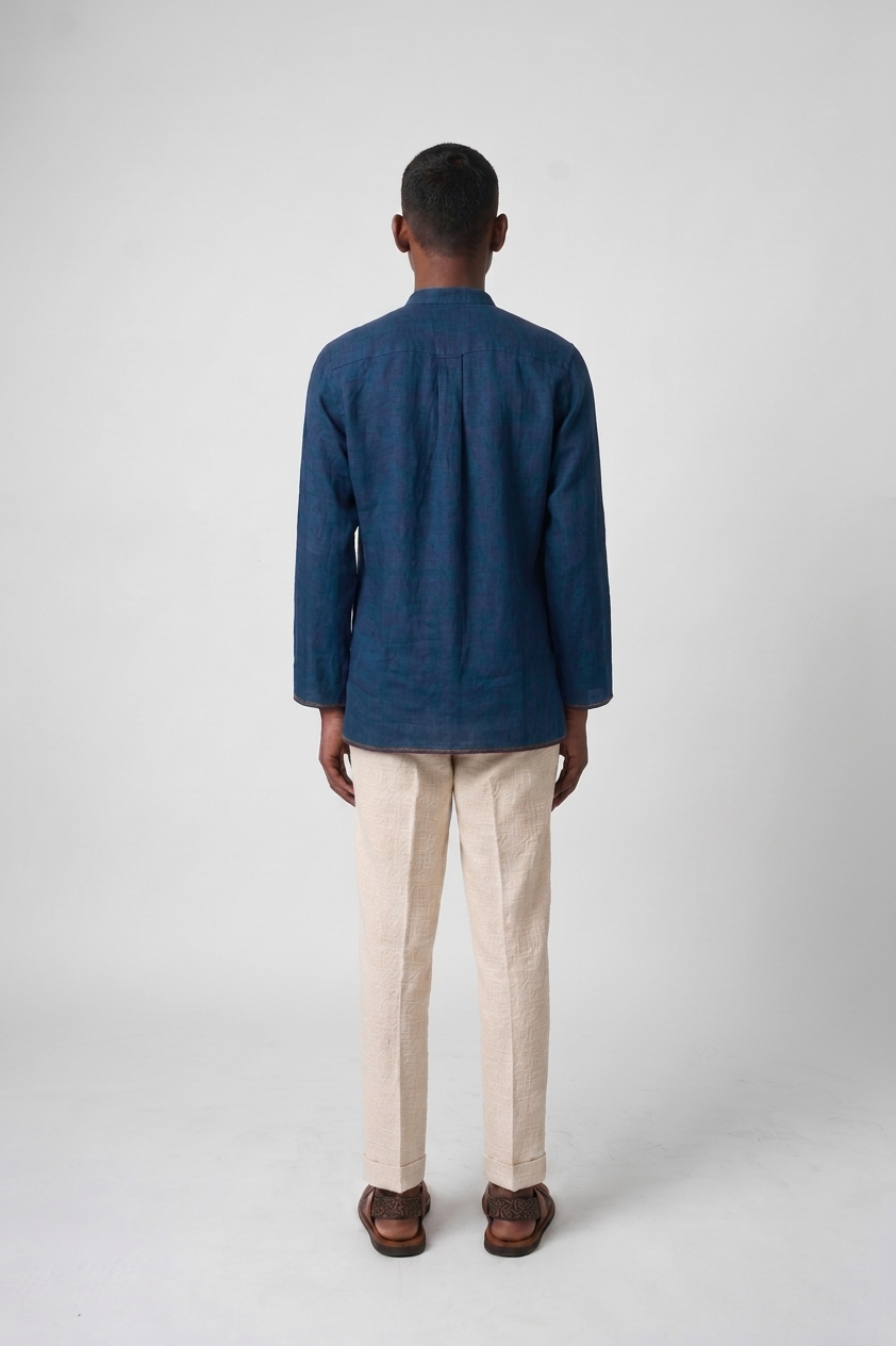 Minimalist Indigo mandarin collar shirt