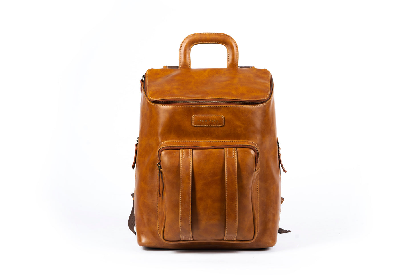 Sustainable, handcrafted tan unisex backpack