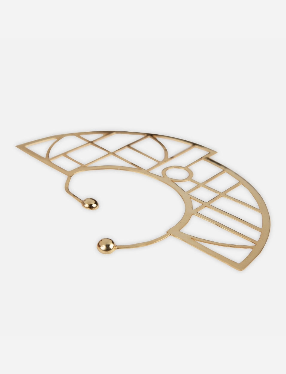 Handcrafted gold plated brass adjustable ear cuff, sustainable and ethical jewelry.