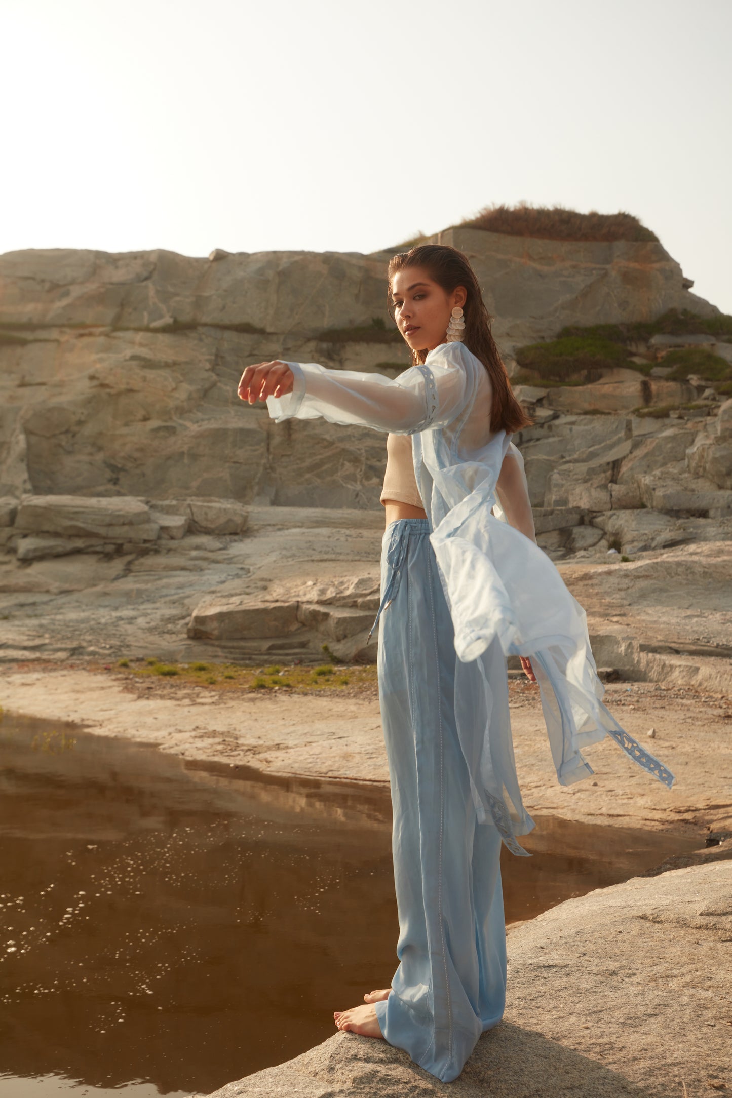 Organza Trench - Powder Blue