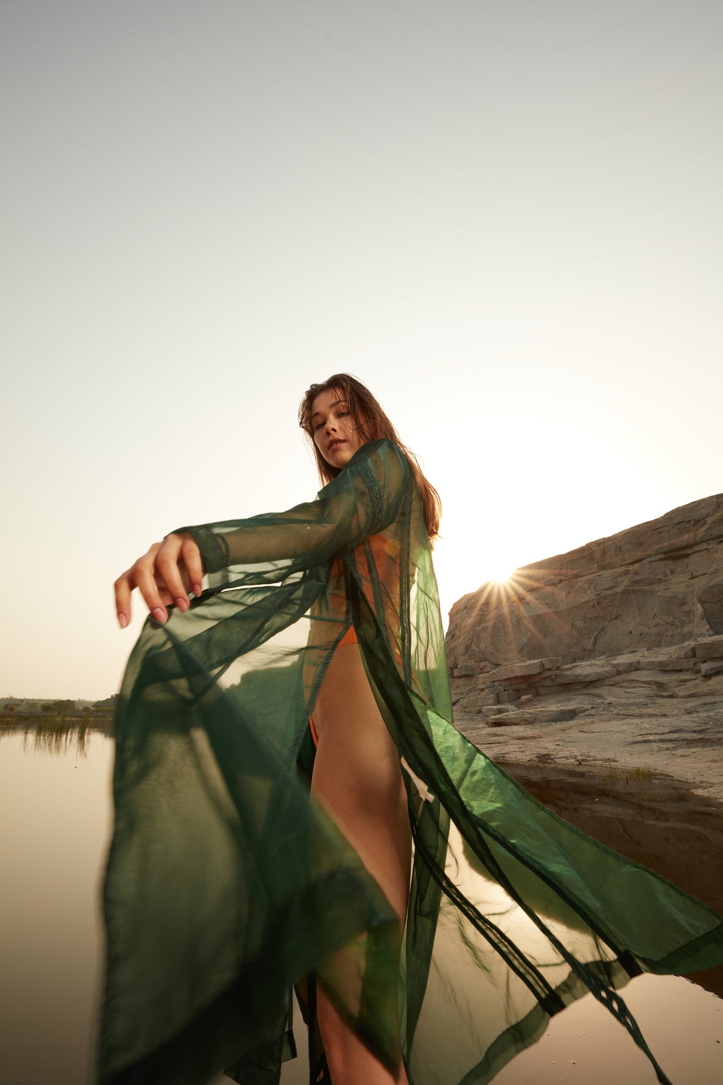 Organza Trench - Emerald Green