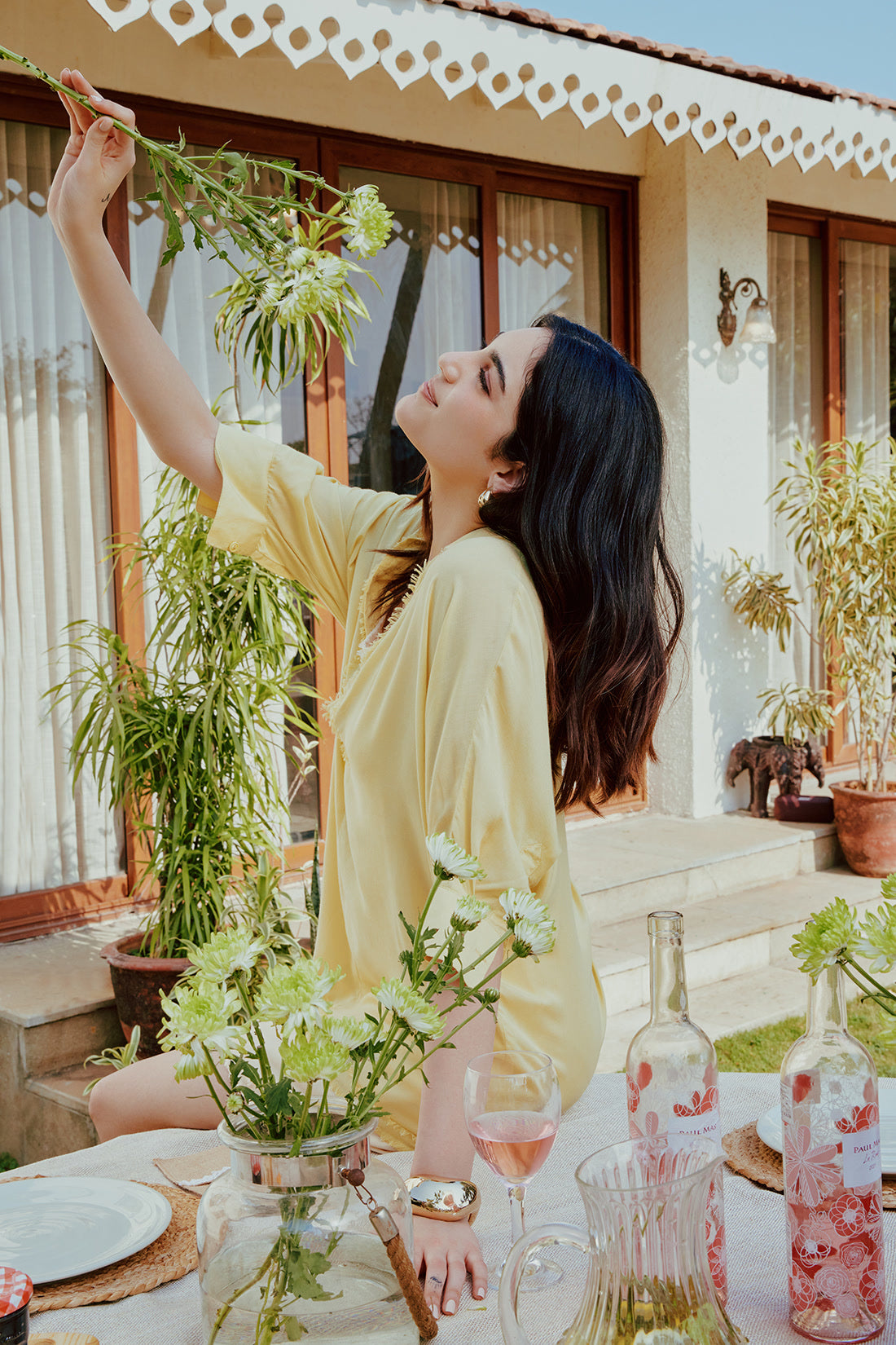 v neckline yellow blouse, yellow shirt for women