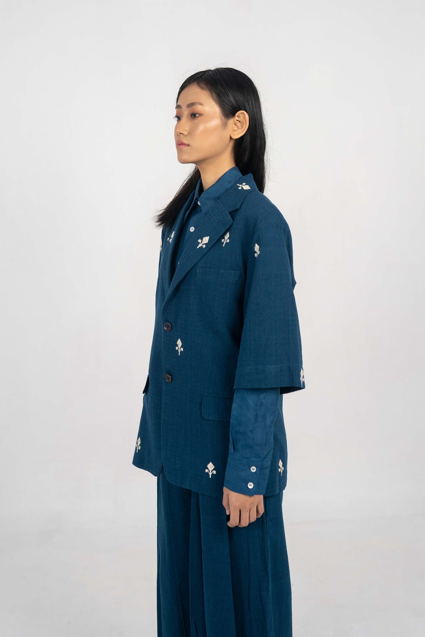 Creator Indigo Eri Silk short sleeve Jacket.