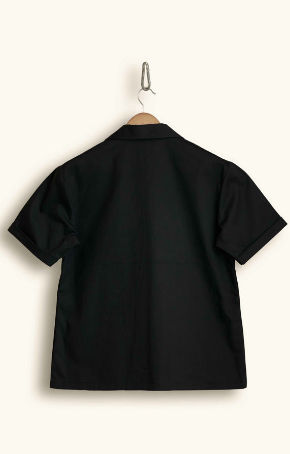 black cotton denim shirt for men, eco-friendly clothing, sustainable denim