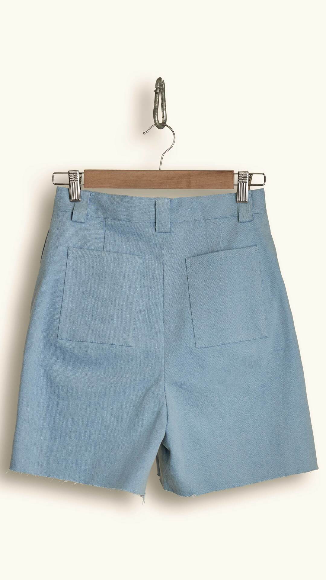 light blue denim shorts for women, sustainable denim shorts