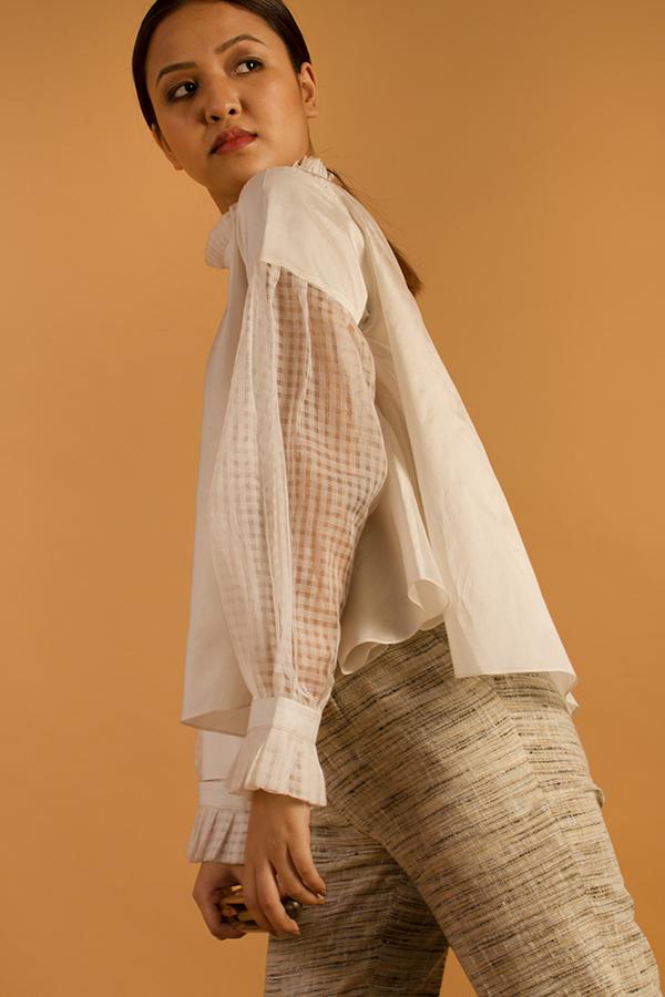 Mulberry Silk (From Assam) Top with full circle hem & sheer sleeves