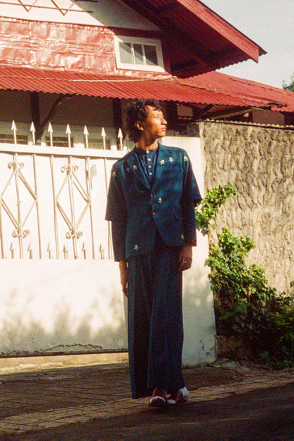 Creator Indigo Eri Silk short sleeve Jacket.
