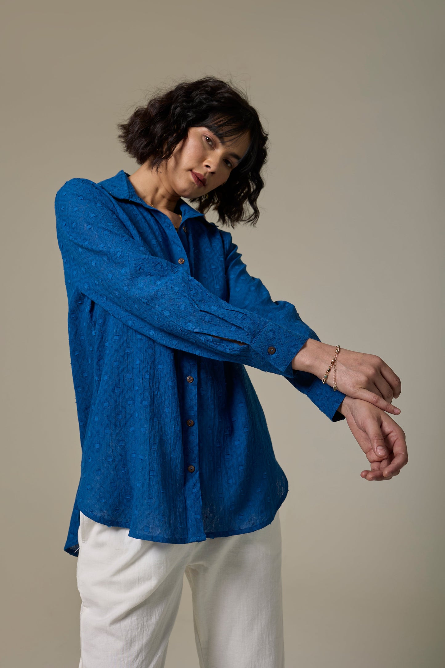 Sapphire Cotton Textured Shirt