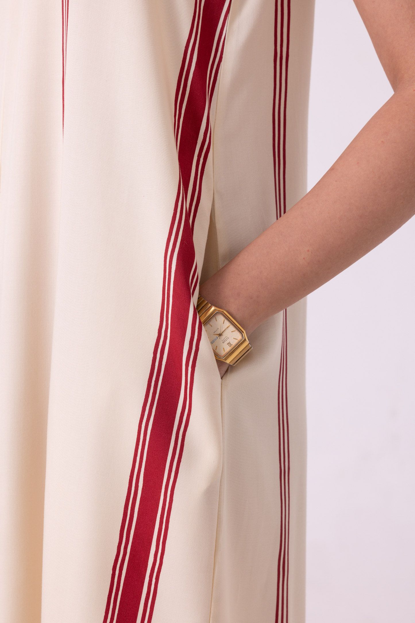Eileen Red Striped Midi Dress