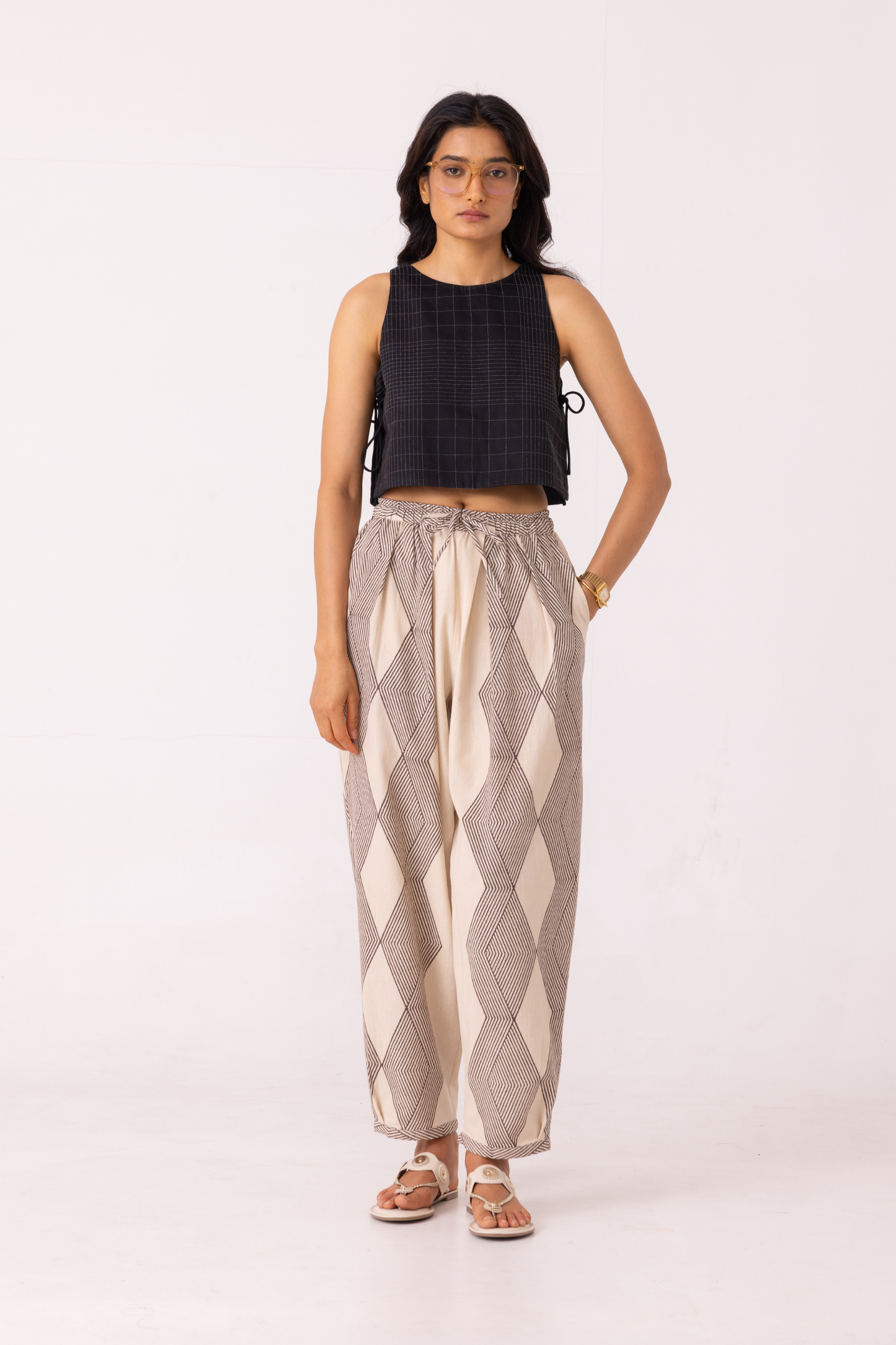 Sonja Hand Printed Barrel Pants