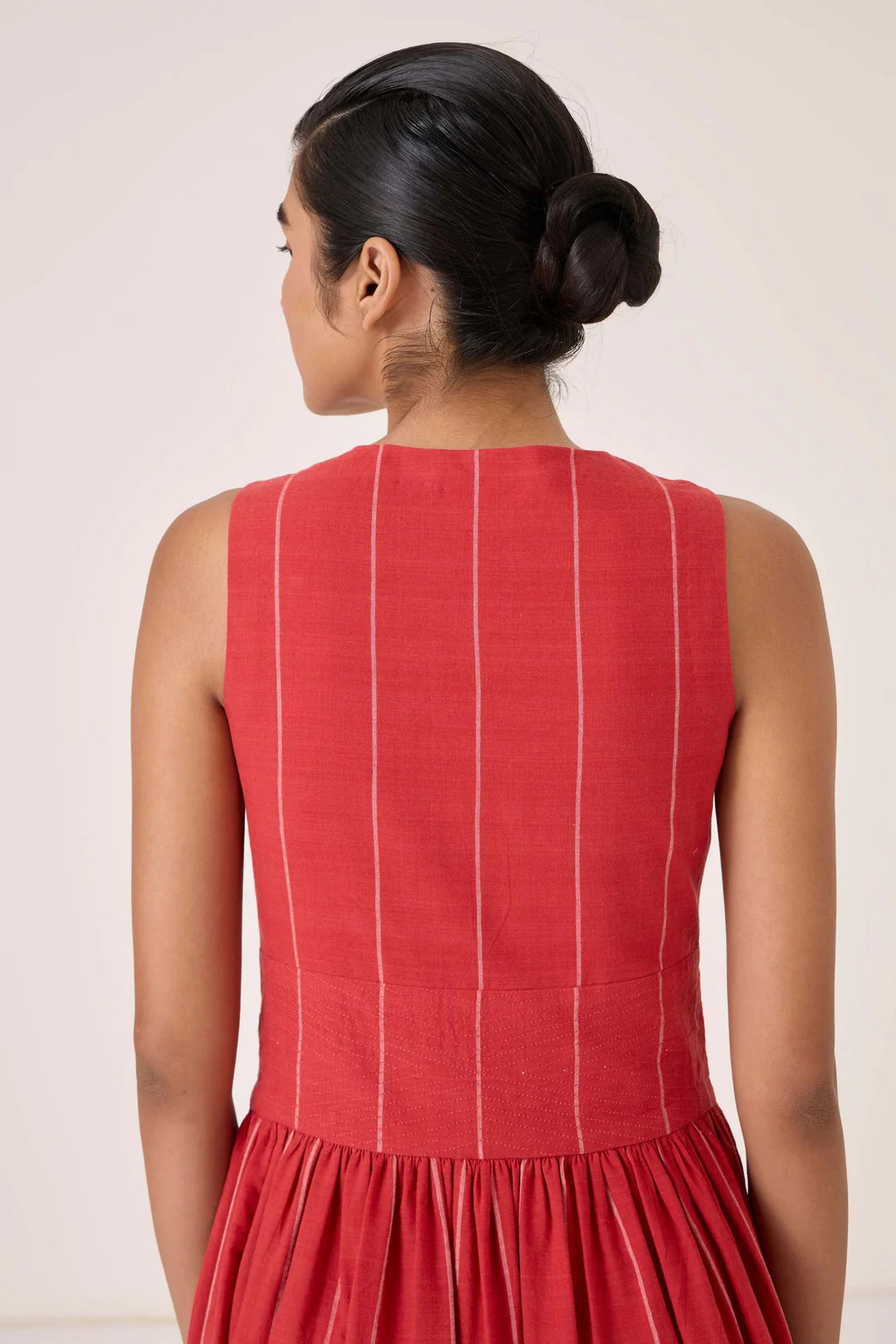 Ishara Handwoven Red Striped Dress
