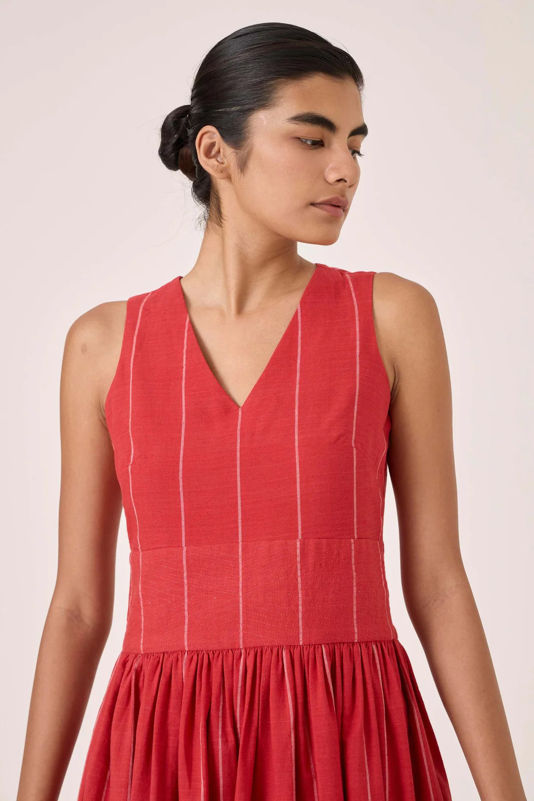 Ishara Handwoven Red Striped Dress