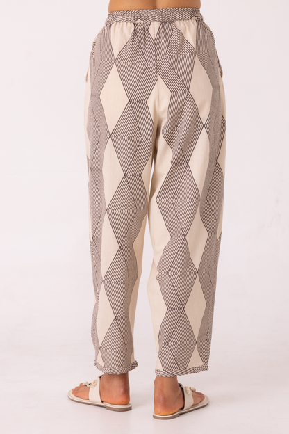 Sonja Hand Printed Barrel Pants