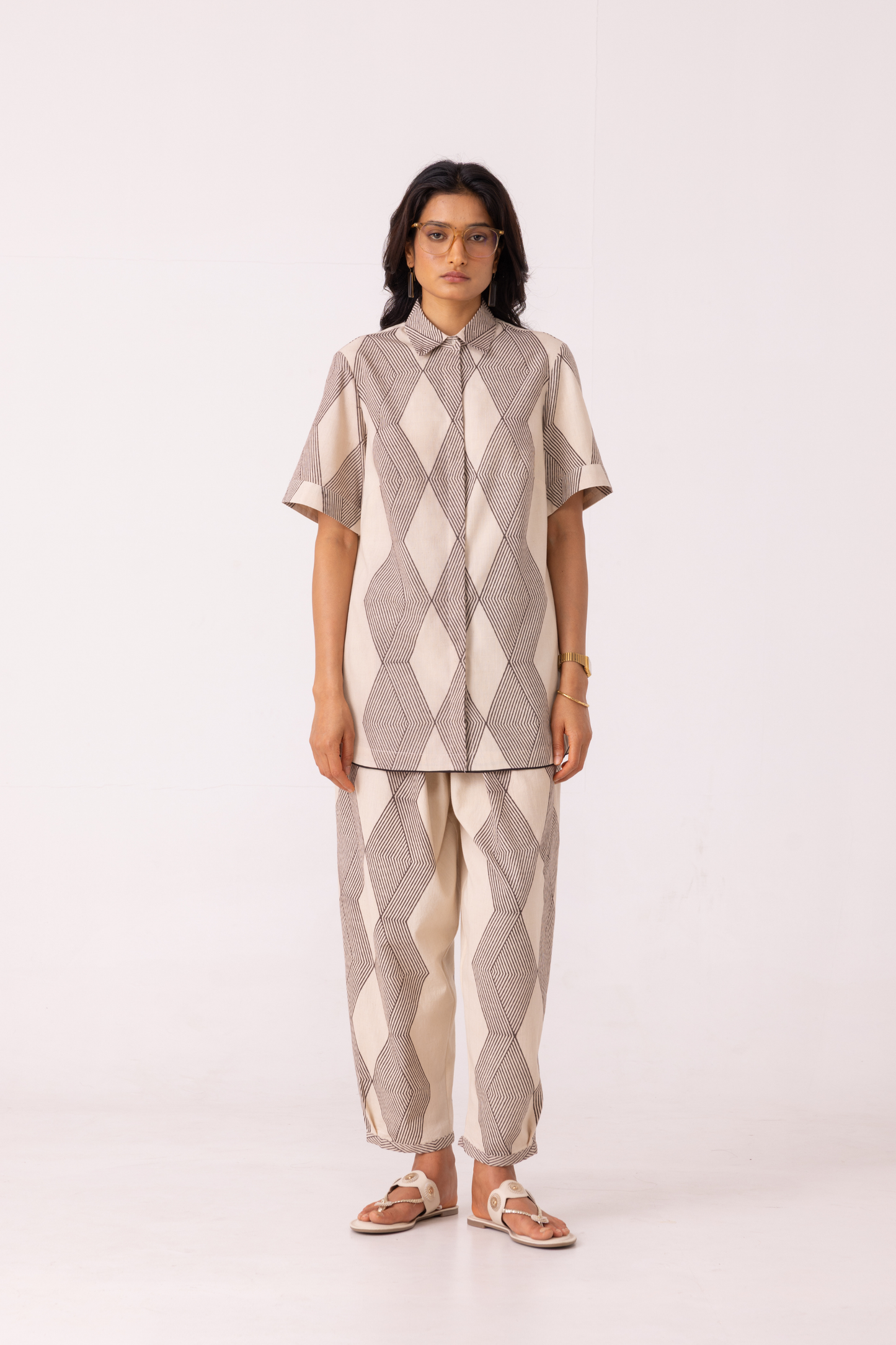 Sonja Hand Printed Barrel Pants