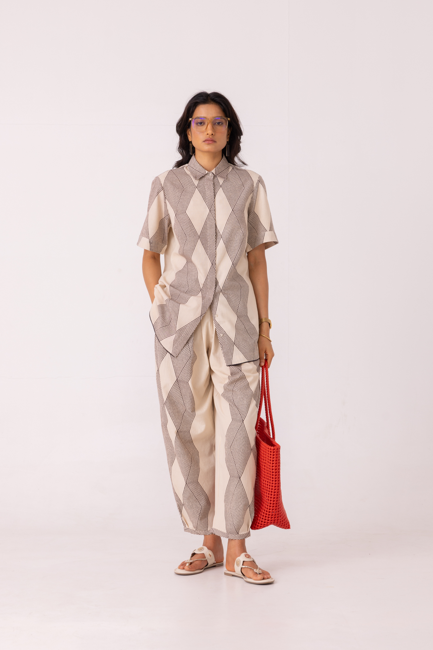 Sonja Hand Printed Barrel Pants