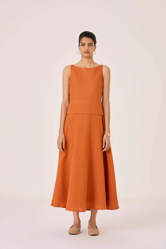 Senaka Tangerine Quilted Dress