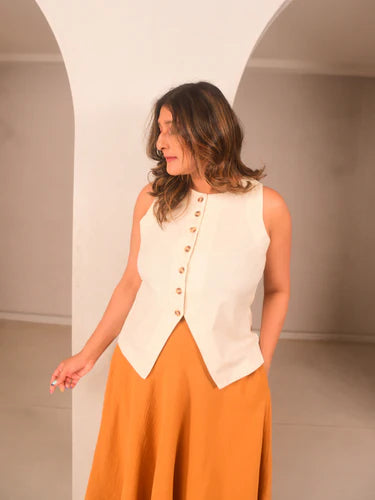 Amara Flared Linen Vest