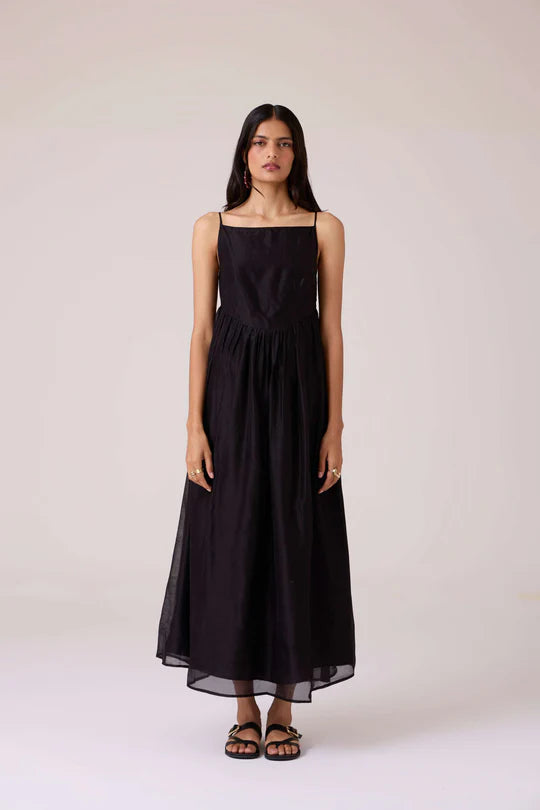 Vespera Black Handwoven Dress