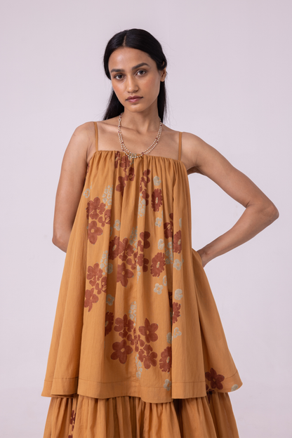 Lev Floral Hand Printed Tiered Dress