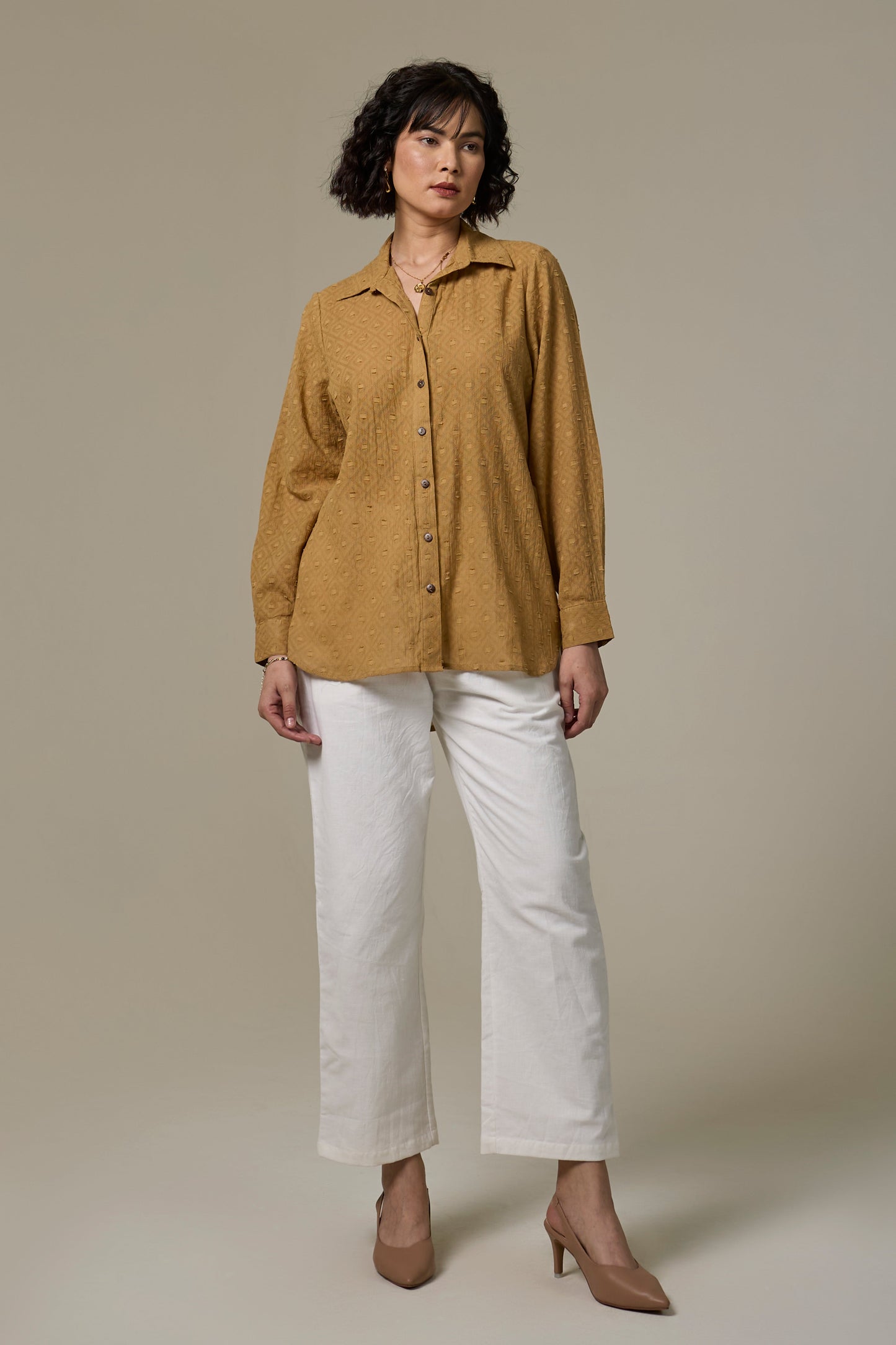 Sand Cotton Textured shirt